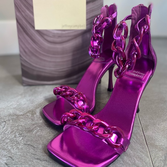Jeffrey Campbell Metallic Pink Chain Square Heels - ABSOLUTELY STUNNING!!! - Picture 4 of 4